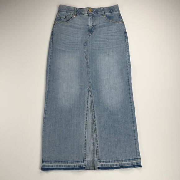 Democracy “Ab”solution Tummy Control Denim Midi Skirt Medium Light Wash Size 4 - Picture 2 of 16